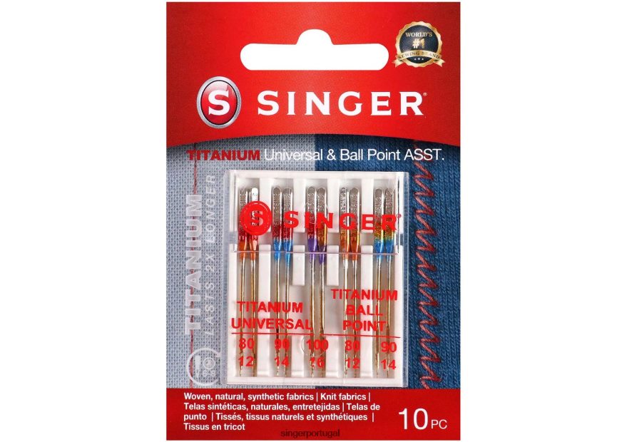 agulhas universais de titânio e de ponta esférica, tamanhos variados DB262X87 SINGER acessórios