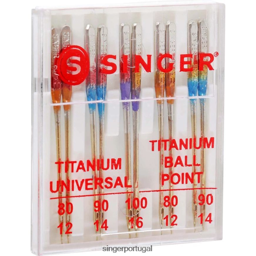 agulhas universais de titânio e de ponta esférica, tamanhos variados DB262X87 SINGER acessórios