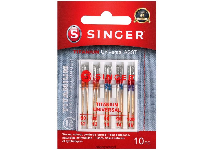 agulhas universais de titânio tamanhos variados DB262X86 SINGER acessórios