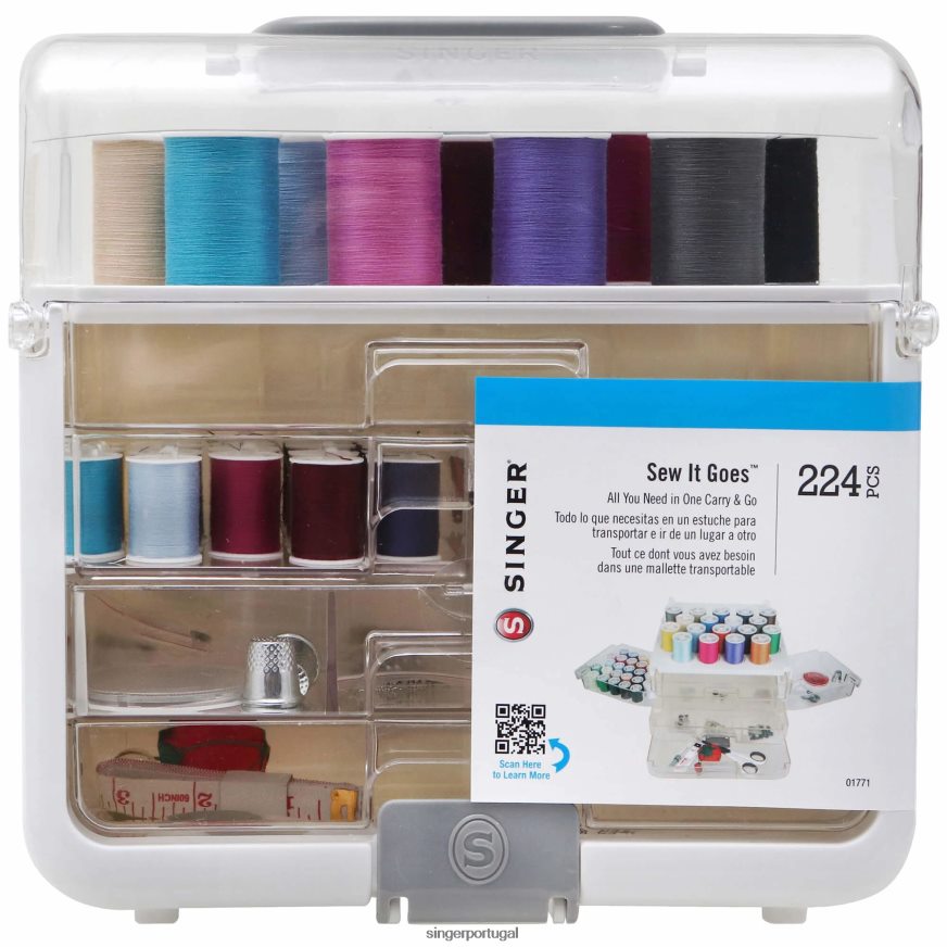 Kit de costura e armazenamento de artesanato de 224 peças costurado com cores clássicas DB262X95 SINGER acessórios