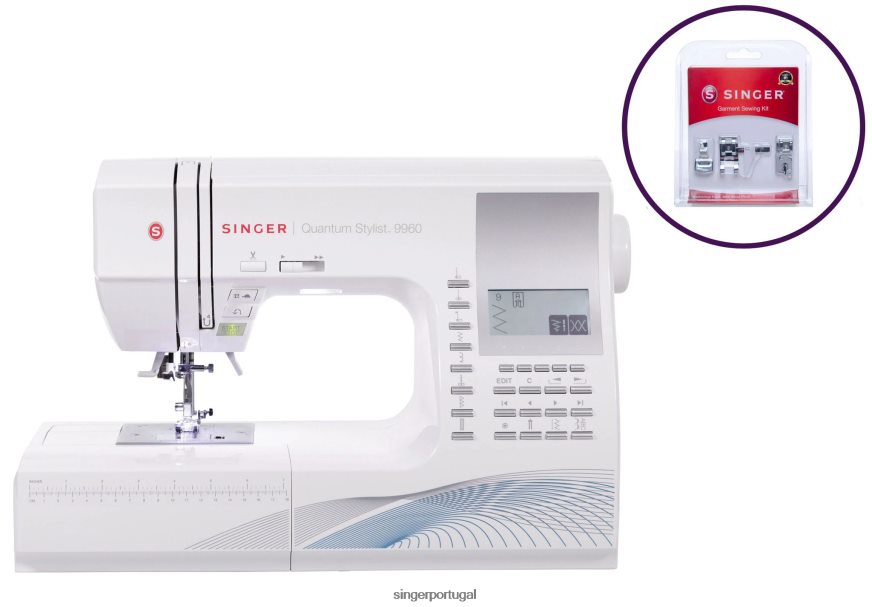 estilista quântico 9960 e kit de calcador para roupas DB262X18 SINGER máquinas